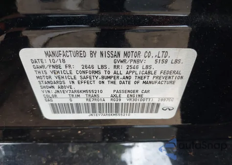 2019 Infiniti Q50 3.0T Sport from USA, damaged, VIN JN1EV7AR6KM555210